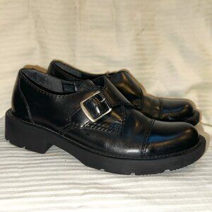 PERFECT! NORDSTROM PREVIEW INTERNATIONAL BLACK LEATHER BUCKLE LOAFER SZ 8 M